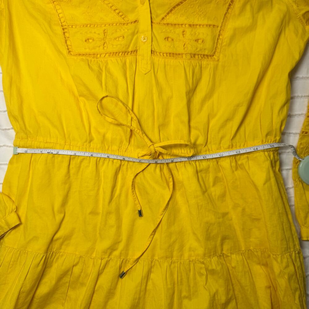 Lauren Ralph Lauren Yellow Embroidered Cotton Dress Women's 12 Boho Summer Euro - Picture 7 of 16